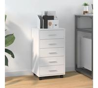 Drawer Cabinet with Castors High Gloss White Engineered Wood