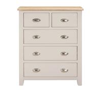 Drawer Chest Windermere 5 Drawers Oak Top Grey/Natural