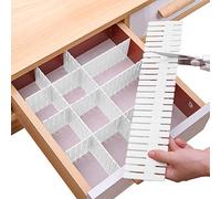 Drawer Divider Adjustable DIY Storage Organizer Separator for Tidying Clutter Cutlery Makeup Clothes of Dresses, Desk & Box in Kitchen Bathroom Bedroom Office (Cut at Will) (8 pcs)