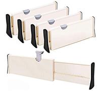 Drawer Dividers 11"-17.3" Adjustable Dresser Drawer Organizers, Drawer Separators for Silverware and Utensils, Tray Organizer for Kitchen, Drawer, Bathroom, Bedroom, Office or Dresser Storage - 4 Pack