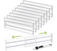 Drawer Dividers, 8 Pack Expandable Drawer Organisers Clear Plastic Drawers Separators, Adjustable Range of 27.6-52 cm Drawer Inserts for Wardrobe for Clothing Kitchen Utensils & Office Storage