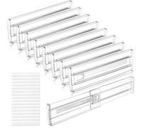Drawer Dividers,8 Pcs Adjustable Drawer Organisers Clear Plastic Separators | Expandable Range of 28.5-50 cm, Organization System for Bedroom, Dresser, Clothing Kitchen Utensils, Socks, Underwear Storage