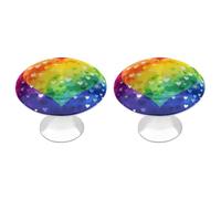 Drawer Handle Colorful Rainbow Love Heart Round Drawer Knob Handle Pulls for Cabinet Doors for Cupboard, Dresser, Closet and Bathroom, Modern Cabinet Hardware for Cabinets