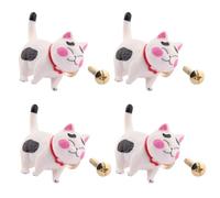Drawer Handles 4 Pack Children'S Room Drawer Knob Cartoon Animal Knob Pull Brass Base Cute Kitten Shape Head Can Rotate Suitable For Dressing Table Drawers Bathroom Cabinets(Thick Eyebrow Cat 46mm)
