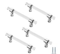 Drawer Handles And Knobs 4 Pack Clear Crystal Cabinet Pulls Bedroom Wardrobe Handles Suitable For Kitchen Dressing Table Drawer Wardrobe Door Bathroom Cabinet(Silver Hole Center 160mm/6.3 Inches)