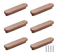Drawer Handles And Knobs 6 Pack Retro Wooden Cabinet Handles Pastoral Style Wardrobe Pulls Solid Wood Pulls For Children'S Rooms Kitchens Cabinet Doors Drawers(Red Shadow Wood 192mm/7.5 Inches)