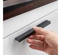 Drawer Handles Black Matt, 2 Pack Furniture Handle Solid Aluminum Alloy | Anodized Surface, Kitchen Door Handles Hole Centers: 64-1160mm Cupboard Handle Cabinet Pulls Wardrobe Pulls 64mm/2.5in