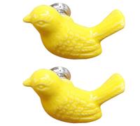 Drawer Knob Ceramic European Style Single Hole 2pcs for Cabinet Doors | Modern Cartoon Pull Bar, Easy Removal and Retro Charm, Silver and Yellow Options