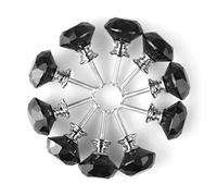 Drawer Knob Pull Handle 40 mm Glass Crystal Diamond Shape Cabinet Door Drawer Knobs with Screws for Home Office Cabinet DIY 10 Pcs Black