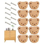 Drawer Knob - Wooden Cupboard Handle for Cabinets, Drawers, and Furniture | 10 Pack Cartoon Bear Design Pulls and Handles, Decorative Hardware for Kitchen, Bathroom, Closet