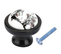 Drawer Knobs - Single Hole Chinese Style Zinc Alloy Cabinet Cupboard Handle, Black Drawer Round Handle, 1PC