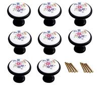 Drawer Knobs,Vintage Cupboard Knobs, 8Pcs 32Mm DIY Vintage Mushroom-Shaped Ceramic Decorative Antique Door Knobs-Interior Round Knobs and Pulls for Cabinet/Girls Dresser/Kids Cupboard/Kitchen Drawer H