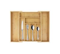 Drawer Organiser Cutlery Drawer Organiser Natural Bamboo Expandable Cutlery Tray Kitchen Utensils Holder Drawer Organiser for Kitchen Cutlery Trays for Kitchen Drawers Adjustable 6 to 8 Compartments