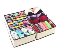 Drawer Organizer Dividers - 4PCS/8PCS Foldable Fabric Storage Boxes for Closet & Dresser - Underwear, Bras, Socks, Ties, Scarves - Non-Woven Wardrobe Organizer Bins, Beige