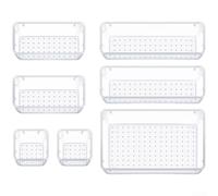 Drawer organizer made from plastic with several compartments to keep pens, stationery, and small items organized on desks and in cabinets (7-piece set)