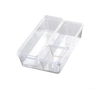Drawer organizer made from plastic with several compartments to keep pens, stationery, and small items organized on desks and in cabinets (4-piece set)