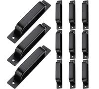 Drawer Pulls |Cabinet Handles 12Pcs 6" Rust-Resistant Matte Black Cabinet Handles Square Drawer Pulls with Base Plate Aluminum Alloy Sturdy Push Pull Helper for Window Sliding Door