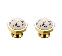 Drawer Pulls Matte Gold - Solid Ceramic Cabinet Handles, 2 Pack, Plating Surface, Hole Center: 17-96mm, Includes Screws for Easy Installation