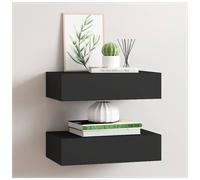 Drawer Shelf Black 40x23.5x10cm MDF & Metal Wall-Mounted Floating Compact Style