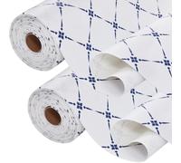 Drawer Shelf Liner for Kitchen Cabinets Non-Adhesive,Thick Strong Grip Waterproof Easy to Clean Shelf Mats for Under Sink Mat,Bathroom (Blue Stripe)