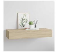Drawer Shelf White 60x23.5x10cm MDF and Metal Floating Wall-Mounted with Drawer