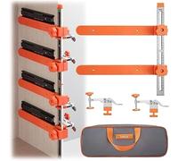 Drawer Slide Jig with Toggle Clamp & Magnetic Arm, Precision Tool for Mounting Drawer Slides, Laser-Engraved Dual-Scale Mark for Fast Installation