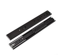 Drawer Slides 1 Pair for Kitchen Cabinets, Quiet Sliding Cap with Ball Bearings, Fully Retractable Stainless Steel Rails with 45mm Width and Rubber Brake to Stop Auto Open (20 inch Black)