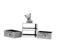 Drawer Style Baby Tooth Keepsake Box with 2 Drawers Silver