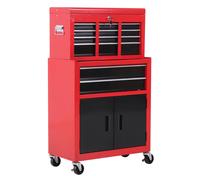 Drawer Tool 6 Chest Cabinet Rolling Box Garage Storage Lockable Wheels Red