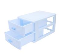 Drawer Type Cabinet Cosmetic Organizer for Dormitory Desktop Storage | Large Capacity Plastic Box, Blue Simple Design, Neat Small Item Storage, Female Use