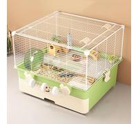 Drawer Type Hamster Cage, Metal Mesh Luxury Hamster Villa, Double Layer Design, Extra Large Space, with Bathroom, Tunnel, Running Wheel, Etc(Green)