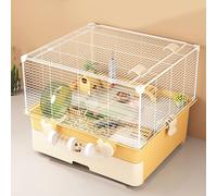 Drawer Type Hamster Cage, Metal Mesh Luxury Hamster Villa, Double Layer Design, Extra Large Space, with Bathroom, Tunnel (Yellow)