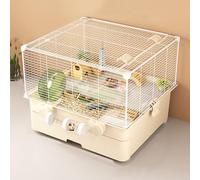 Drawer Type Hamster Cage, Metal Mesh Luxury Hamster Villa, Double Layer Design, Extra Large Space, with Bathroom, Tunnel (White)