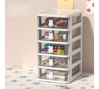 Drawers Desktop Storage Unit with Drawers Stationary Arts Drawer Tabletop Organiser with Cute Rabbit Handle Desktop Storage Tower Unit for Office Bedroom Garage (White,5 Layer)