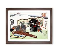 Drawing A Sword By Utagawa Kunisada Asian Japanese Framed Wall Art Print, Ready to Hang Picture for Living Room Bedroom Home Office Décor, Walnut A3 (46 x 34 cm)