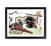 Drawing A Sword By Utagawa Kunisada Asian Japanese Framed Wall Art Print, Ready to Hang Picture for Living Room Bedroom Home Office Décor, Black A3 (46 x 34 cm)