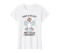 Drawing Angels in Snow Goose Not Silly Enough Funny Value Graphic T-Shirt, Women, White, XL