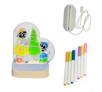 Drawing Board with Light, USB Powered LED Writing Tablet, Creative Art Craft Kit Children, Christmas Decor, Includes 7 Pens, Round Shape(heart-shaped)