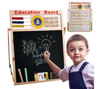 Drawing Board with Wooden Easel for Kids - Double Sided Magnetic Easel for Standing Art | Dry Erase with Learning Abacus