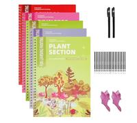 Drawing Book, 5 Pieces Educational Art Grooved Reusable Toy Activities Drawing with 20 Pen Refills, for Ages 3-6 Years Learning Game