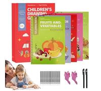 Drawing Book for Kids - Reusable Educational Fun Grooved Art | Drawing Activities Toy with 20 Pen Refills,for Kids Ages 3-6 Activity Learning Play Travel School Home