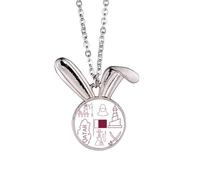 Drawing City Qatar Flag Petroleum Rabbit Necklace Pendant Bunny Animal Jewelry Gift
