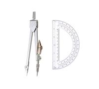 Drawing Compass & 6 Inch Protractor Set, 2 Pcs Geometry Math Tools for Students, Precision Drafting Compass and Protractor for School, Classroom, and Homeschool Learning