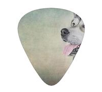 Drawing Dog Alaskan Malamute Portrait,12 Pcs Guitar Pick,3 Different Thickness Plectrums for Acoustic Guitar Bass Ukulele (0.46mm 0.96mm 0.71mm)