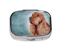 Drawing Dog Englih Cocker Paniel Portrait,Meta Pill Box 2 Compartment Medicine Case,Portable Organizer,Rectangle Meta Portable Organizer Pill Box 1038 Compartment Medicine Case