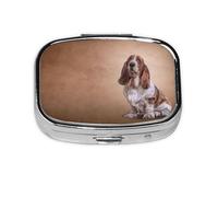Drawing Funny Basset Hound Dog,Meta Pill Box 2 Compartment Medicine Case,Portable Organizer,Rectangle Meta Portable Organizer Pill Box 1028 Compartment Medicine Case