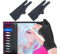 Drawing Glove Palm Rejection (Black 2Pcs,Free Size) Right & Left Hand Art Glove Compatible for iPad, Graphics Tablet,Touch Screen Laptop, Digital Art Accessory
