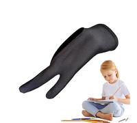 Drawing Glove, Two-Finger Tablet Glove, 19.7x7.5cm/7.76x2.95 Inches Artist Hand Guard, Smooth Gliding, Anti-Smudge Design Black for Digital Art School Home Travel