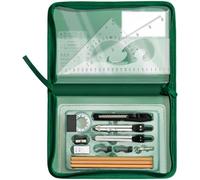 Drawing Kit, 11.0 x 6.9 in Math Tool Kit with Metal Compass and Templates, Portable Drafting Tools for Architecture, Engineering, Mechanical Drawing, Exams and Technical Work