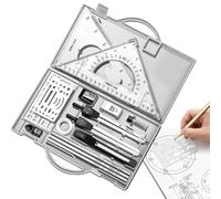 Drawing Kit | Professional Geometry Set with Metal Rulers | Triangle Ruler Compass and Protractor Set, Drawing Pencils, Drafting Supplies